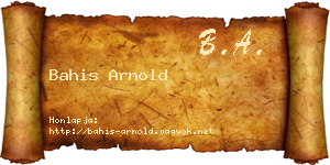 Bahis Arnold névjegykártya